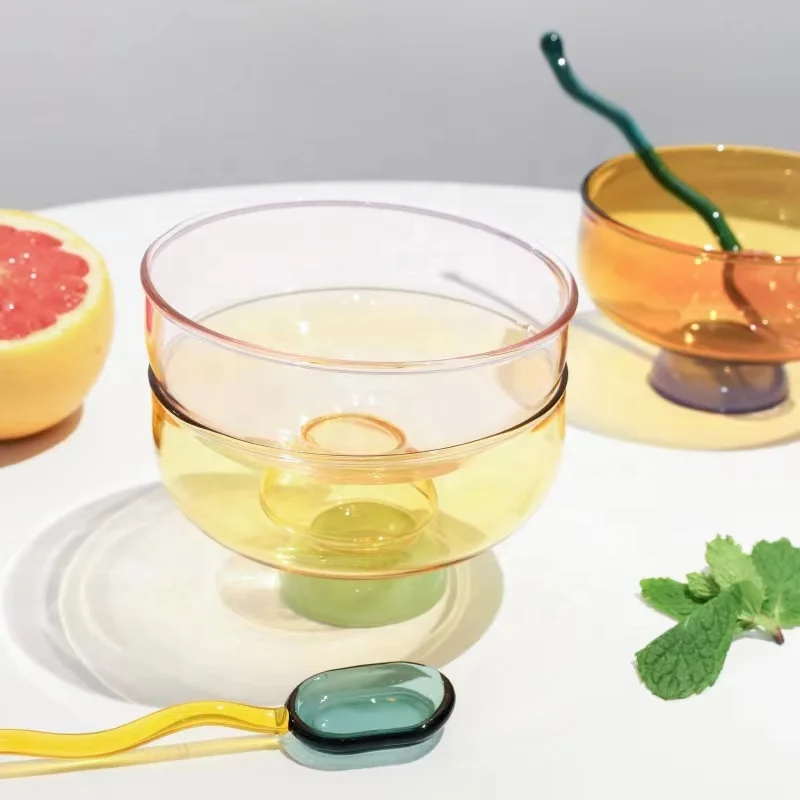 High Quality Glass Bowls Custom Colored Bowl Set for Ice Cream Fruit Sala