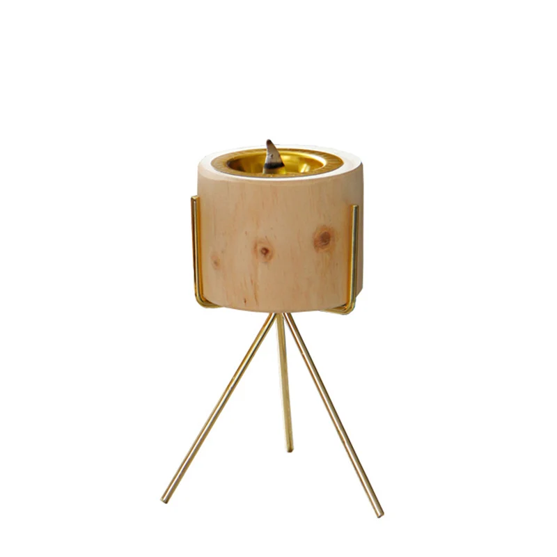 Simplicity Style Cylindrical Wooden Incense Burner Bakhoor Incense Burner with Tri-Pod Stand for Ramandan Aromatherapy