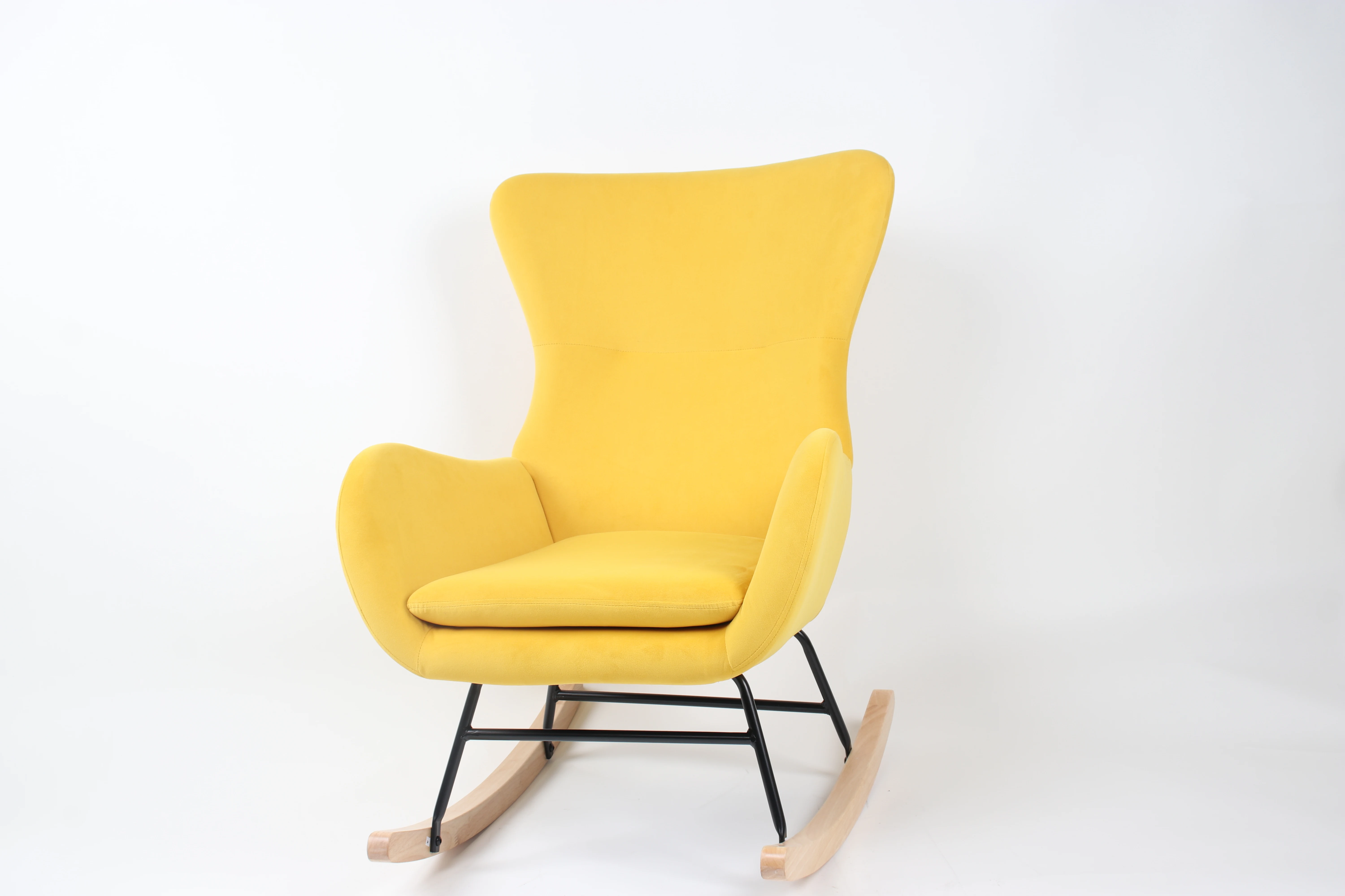 Soft Big Size Leisure Fabric Seat Living Room Relaxing Adult wooden leg Rocking Sofa Chair