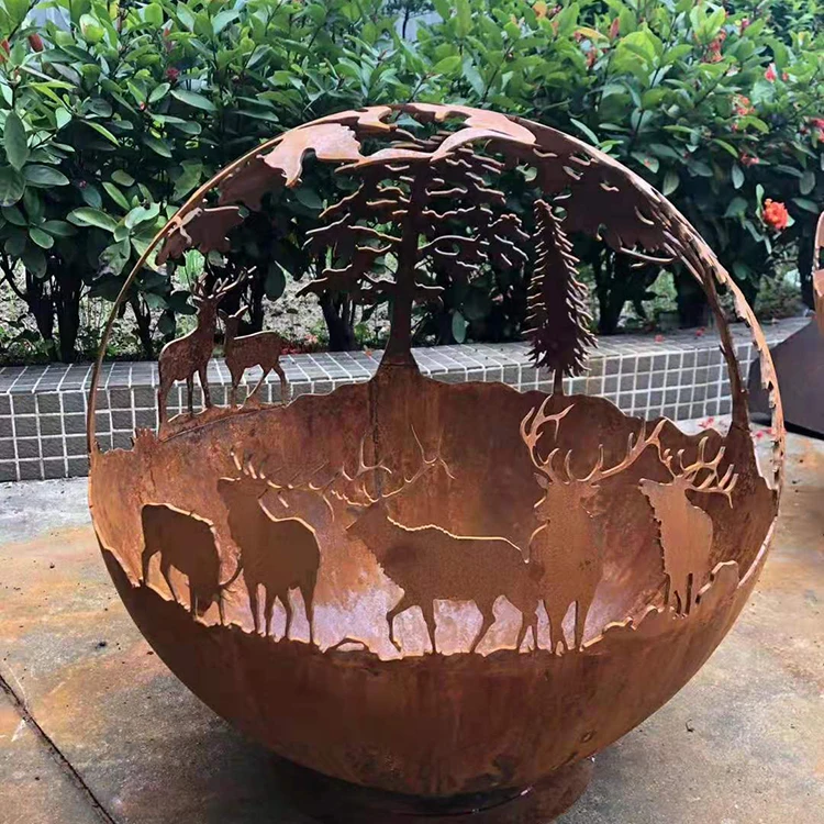 Уличная садовая кортеновая стальная жаровня для костра круглая