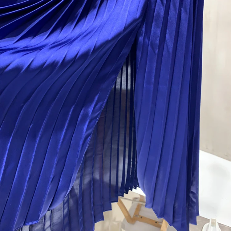 Wholesale Fashion Skirts Women Solid Color Custom Print A-line Full Long Pleated Skirt For Women