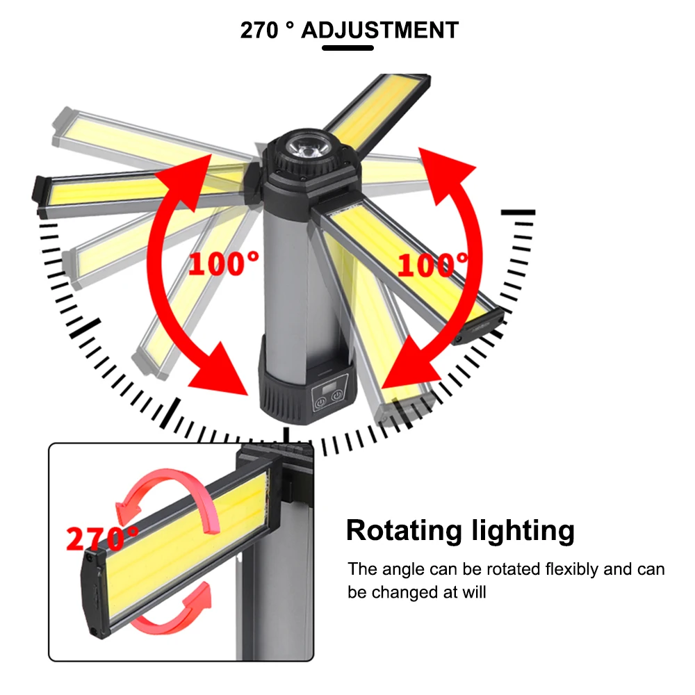 Adjustable Height Camping Tent Light Built-in 3*18650 Battery Waterproof LED Camping Lanterns