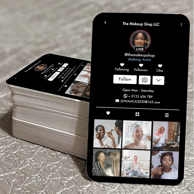 DIY Custom TikTok Profile Business Cards TemplateBlack TikTok Social Media Thank You QR Code Calling Card Design Instant Access