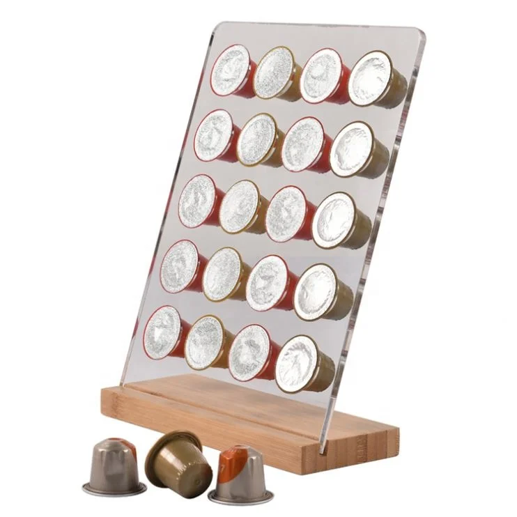 Acrylic Kitchen Accessories Holder 20 Pods Coffee Capsule Stand Storage Holders & Racks Nespresso