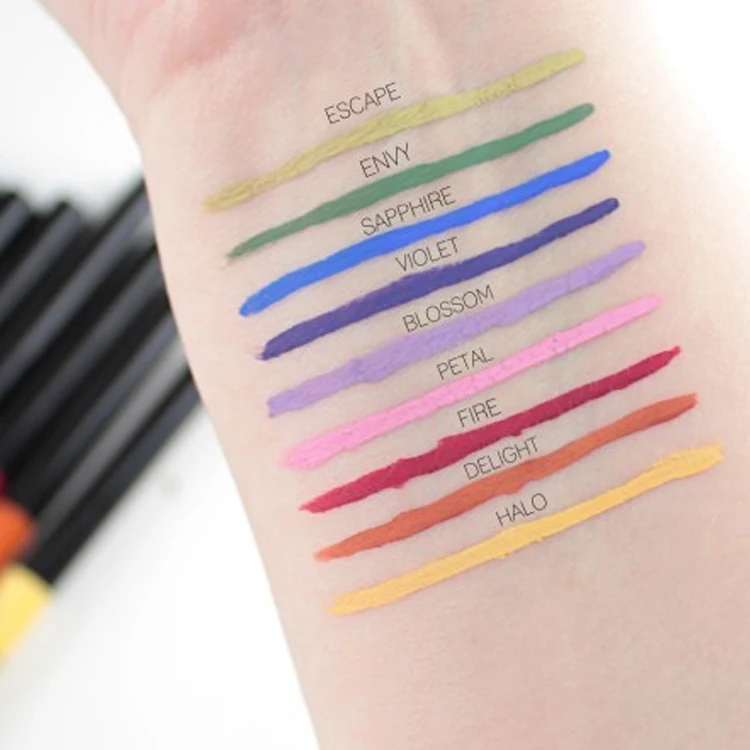 9 colors Super Slim colorful Eye liner no smudging easy to color waterproof liquid eyeliner pen