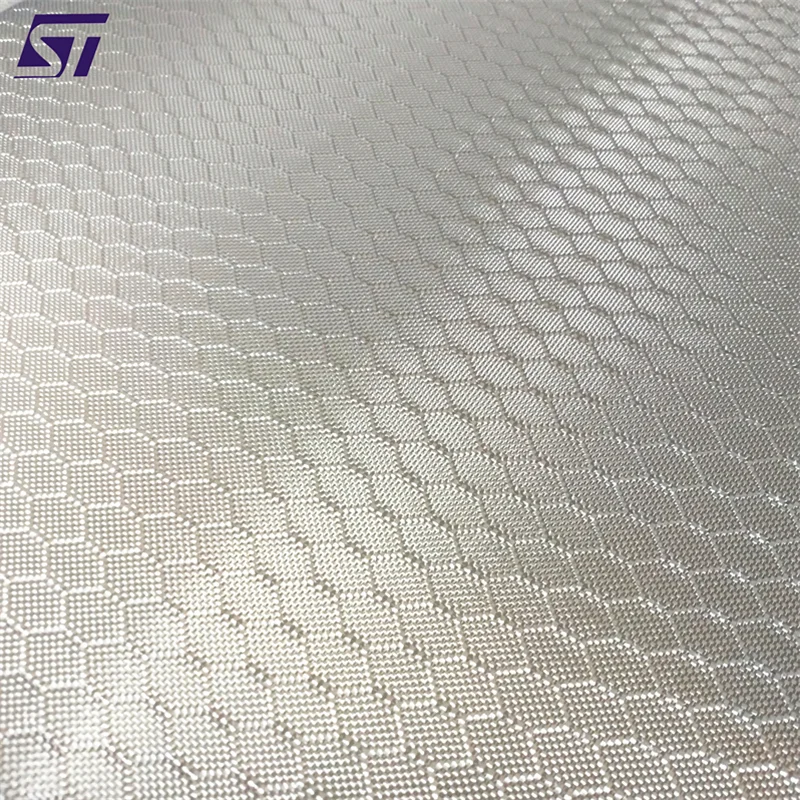 factory direct silver hexagon honeycomb electroplated glass fiber cloth jacquard fiberglass fabric 6 mm