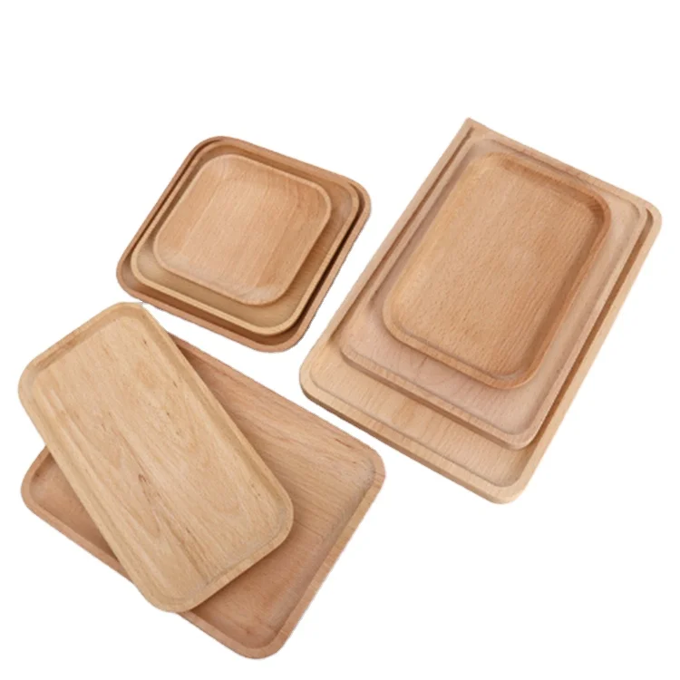 Professional manufacture storage food wooden trays for decor rectangular