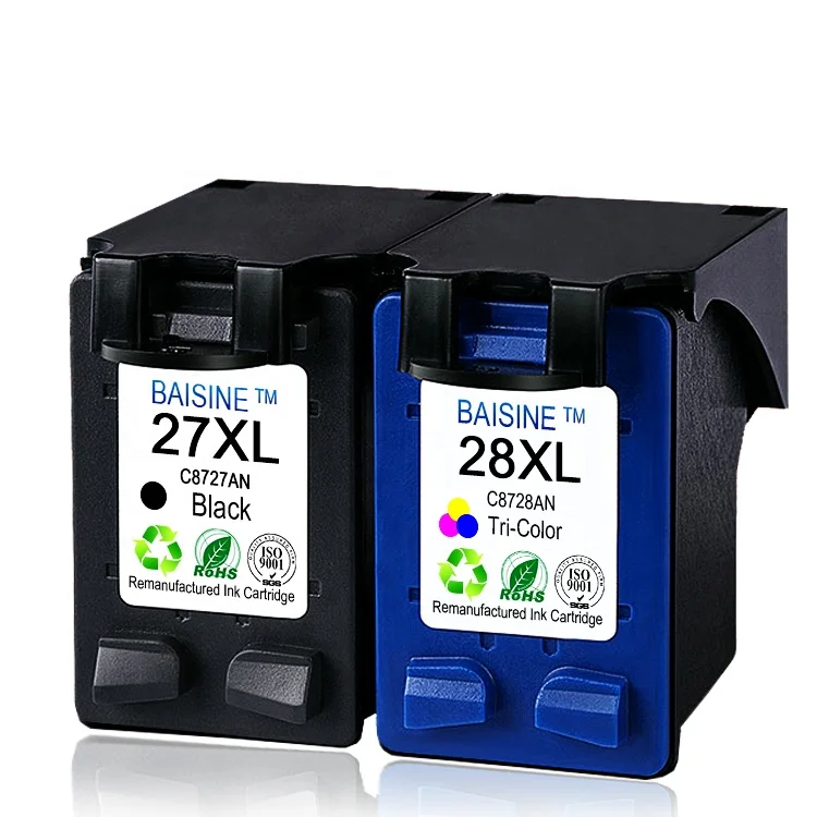 Baisine Wholesale Compatible for HP Deskjet 3747 3520 3550 3650 Inkjet Cartridge 27XL 28XL Remanufactured Ink Cartridge 27 28