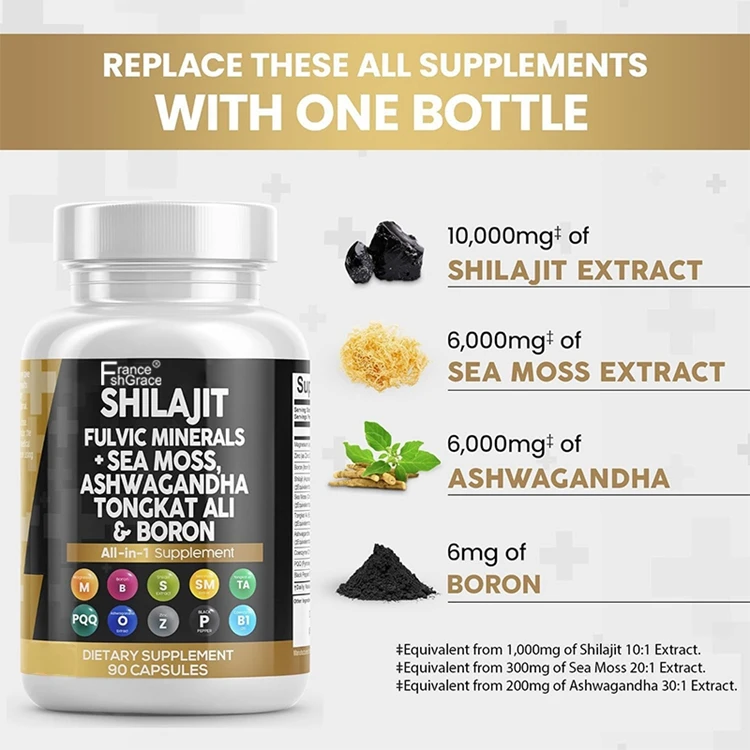 Pure Shilajit Supplement Alt to Shilajit Resin Fulvic Acid & Trace Minerals Shilajit Capsules for Men
