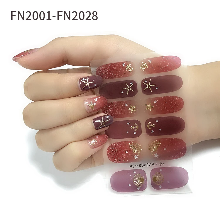 OEM Nail Art Stickers Nail Wraps Crystal Nail Jel Strips Gold 3D Factory Direct Sales 4C Metallic