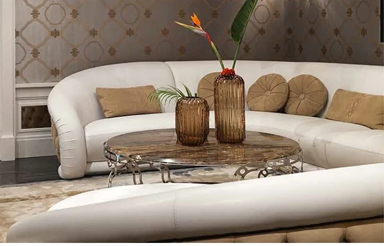 Living Room Circular Couch Curved Half Moon U Shape Sofa Set Tufted Round C Shaped Fabric Sofa Set