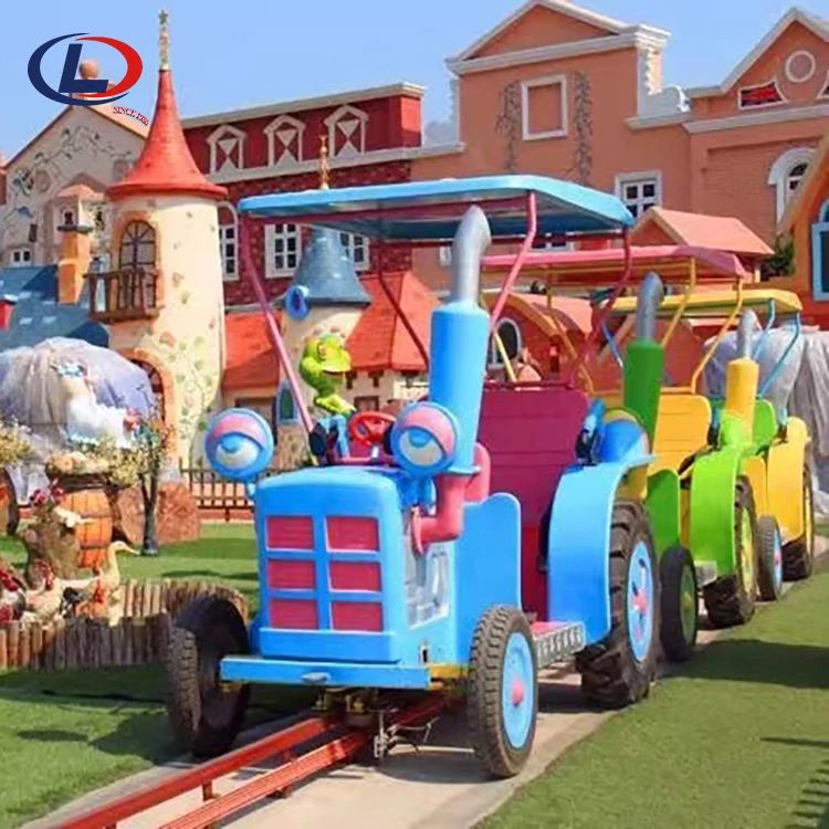 Amusement Park Rides Equipment Funfair Train Playground Carnival Track Train Rides Happy Farm for sale
