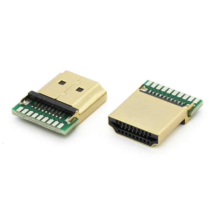 PCB Mount vertical gold plated High Definition Multimedia Interface HDMI-compatible a type Male plug connector straight 19Pin