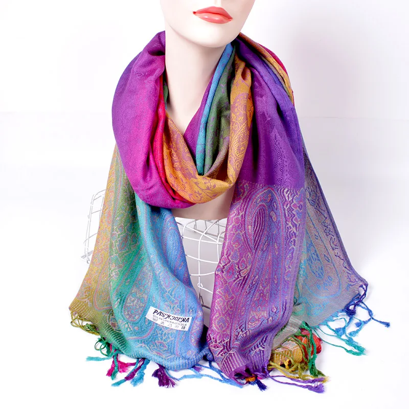 Ethnic Style Mixed Scarf Dual Jacquard Colorful Cashew Long Scarf Tourist Shawl Headscarf Imitation Cashmere Kashmir Scarf