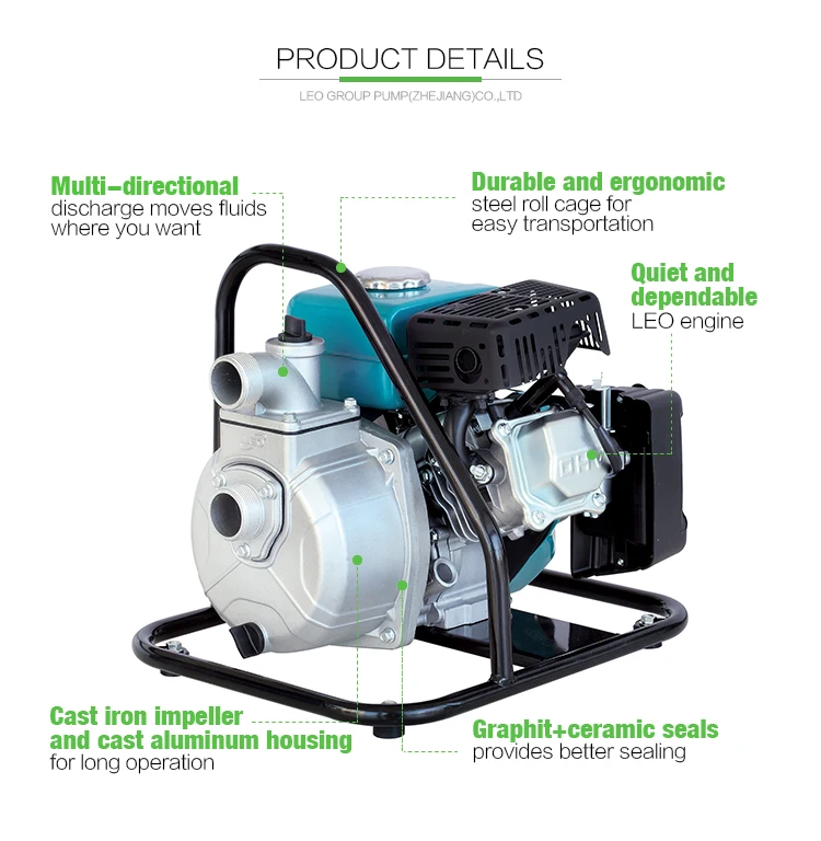 LEO LGP15-A Petrol Engine Portable Gasoline Water Pump For Home Irrigation