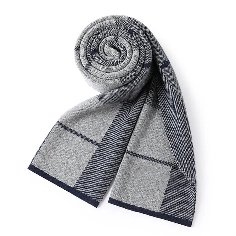HEFT BOOOGE Classic Plaid Grid Design Warm Thick Wool and Cotton Blend Scarf for Man