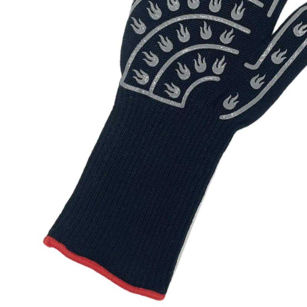 Custom Durable Silicone Grilling Gloves Heat Resistant Gloves BBQ Kitchen Tool with Flexible Five Fingers Design