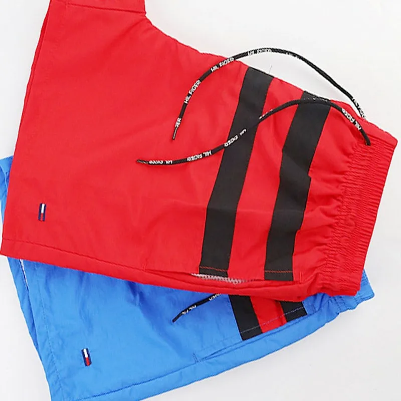 New Swim Trunks Board Drawstring Elastic Waist Block Comfort Breathable Short Casual Holiday mens running shorts