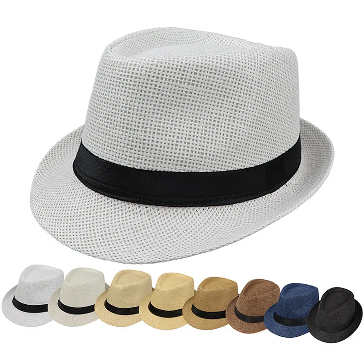 wholesale custom packable ecuador panama hat men high quality summer colored straw fedora hat unisex small brim cap for men