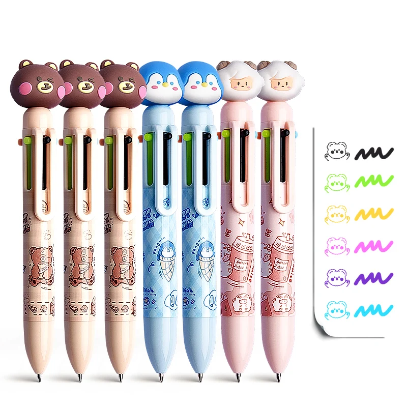 M&G Stationery Manufacturer Wholesale Promotional Plastic 6 Colour Ballpoint Pens Colour Ballpoint Pens For Marking