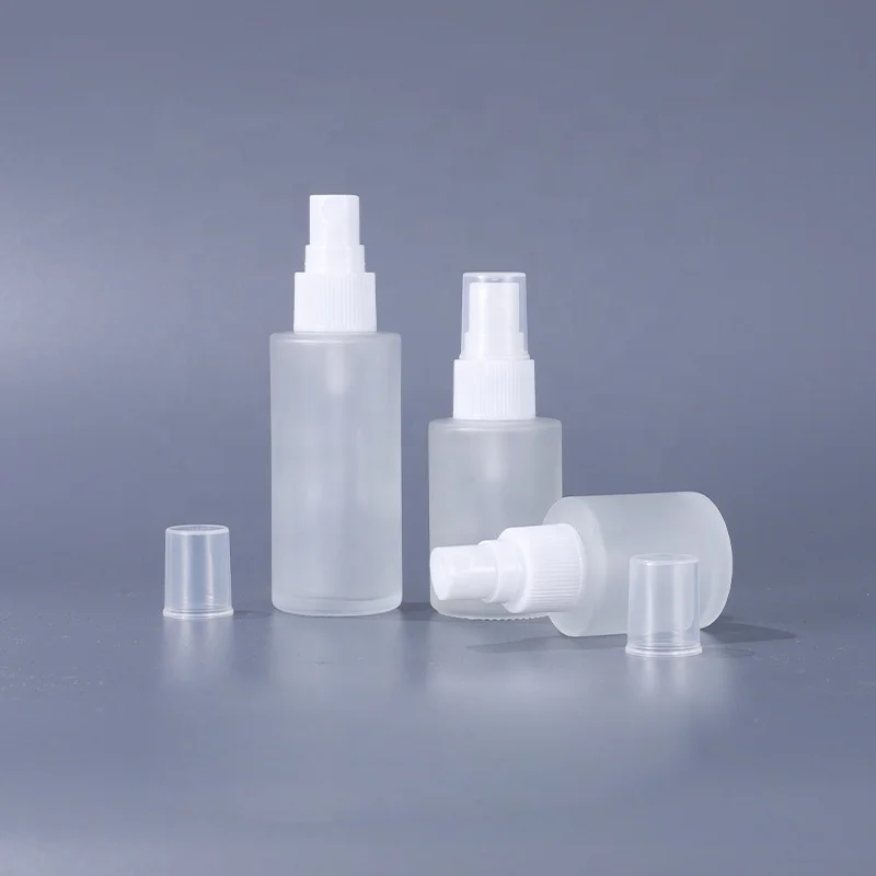 20ml 30ml 50ml Atomizer Frosted Flat Shoulder Clear Perfume Glass Bottle With Plastic Spray Bottles Cheap High Quality