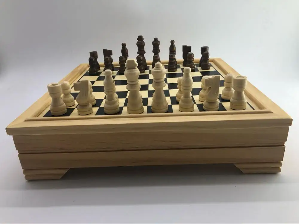 
7 in 1 wood chess table antique,,portable chess sets for family games 