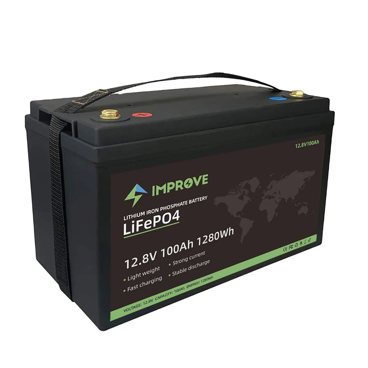 Factory wholesale rechargeable 12V100AH lifepo4 battery solar lithium iron phosphate battery