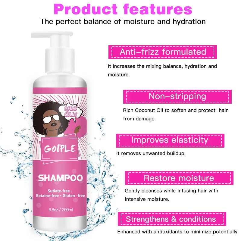African Black Tangle Smooth Moisturizing Hair Care Lady Repair Damaged Hair Shampoo And Conditioner Care Set