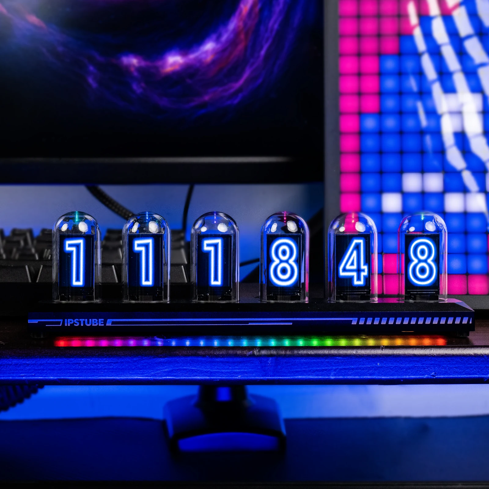 Креативные подарочные компьютерные настольные украшения RGB Ночной свет цифровой календарь часы дисплей погоды светодиодный экран цифровые фоторамки