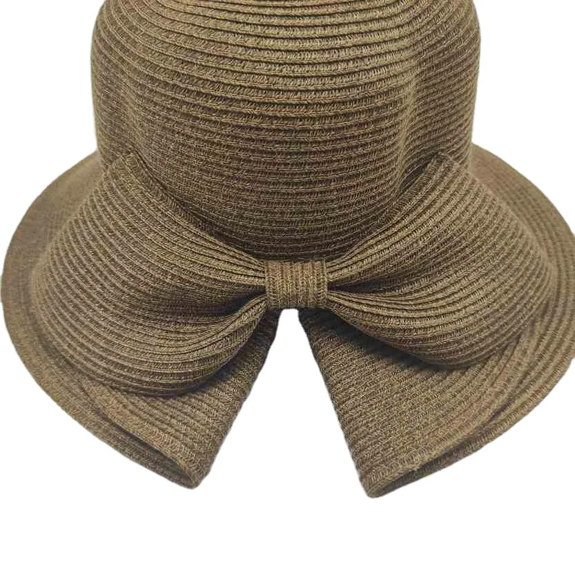 beach sun straw  big bowknot brim back split summer hat