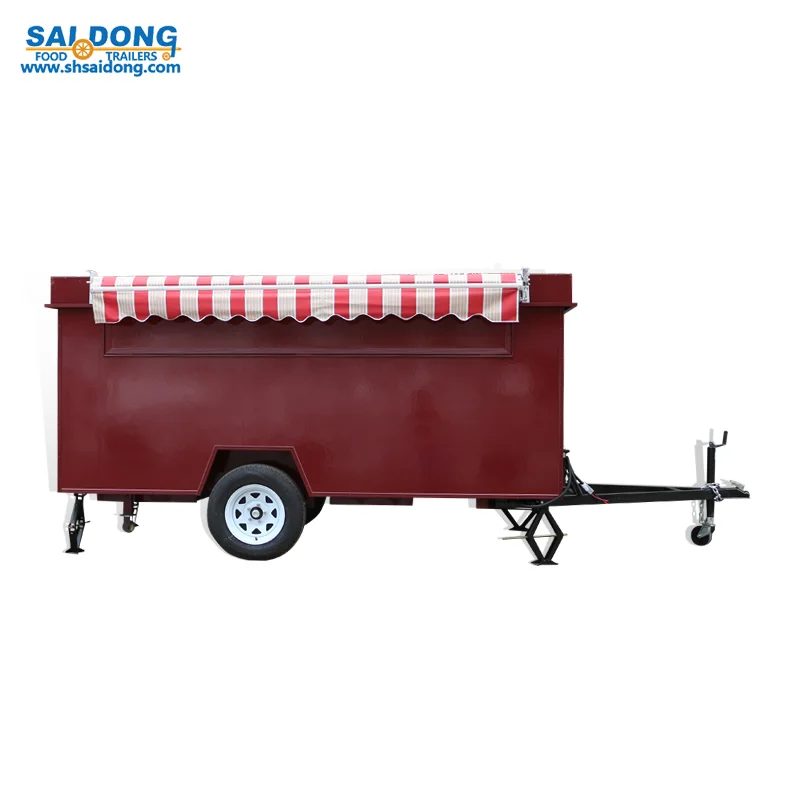 Direct factory Mobile towing hot dog Cart Customized coffee van Square Snack Food trailer for sale