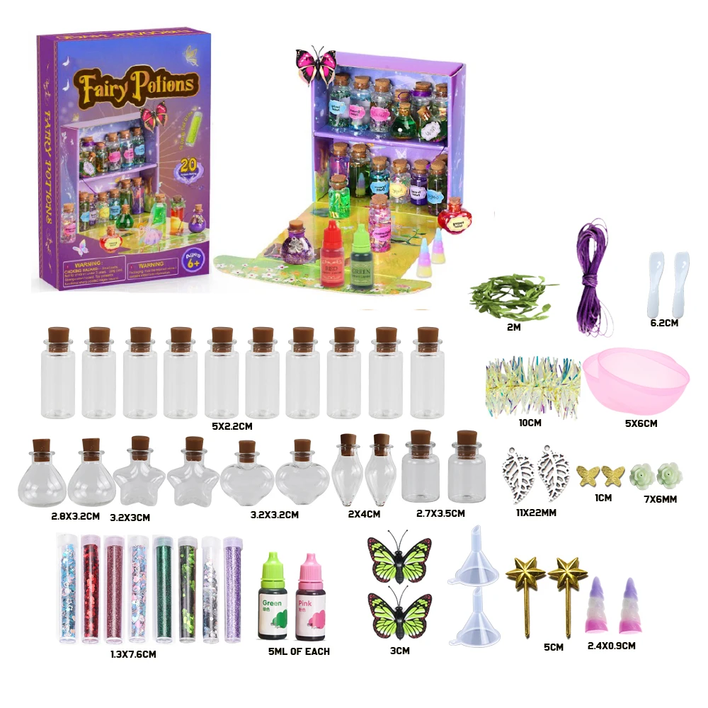 Fairy Polyjuice Potion Kits with 20 bottles magtic potions Creative Crafts Toys for Girls fairy potion kit