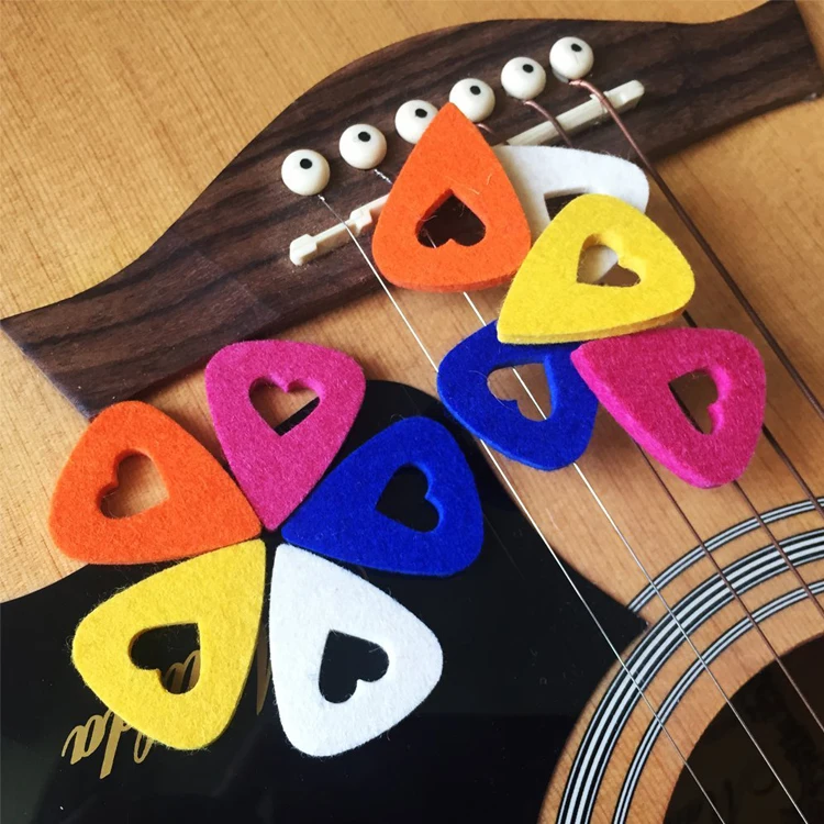 10 шт. фетровые гитарные медиаторы для акустической классической гитары укулеле и бас с легким удержанием треугольный вырез в форме сердца