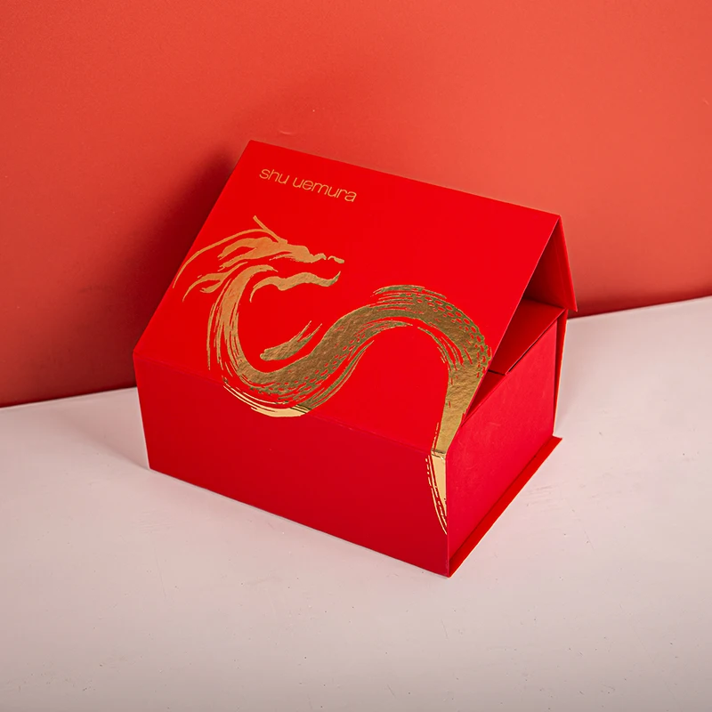 Recyclable Custom Size Logo Cardboard Paper Box Red Hard Rigid Magnet Box Packaging Luxury Folding Magnetic Gift Box
