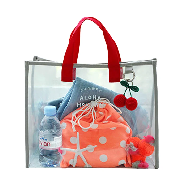 Fashion Women Clear Tote PVC Laser Waterproof Transparent Handbags Female Large Shopper Shoulder Bag Summer Beach Portable Pouch
