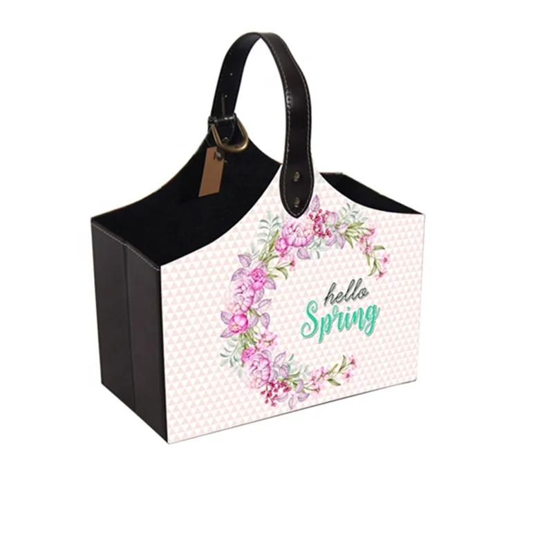 2021 Spring Topic Home Decor Ornament  Foldable Newspaper Basket Cardboard with PVC Printing  Magazine Holder