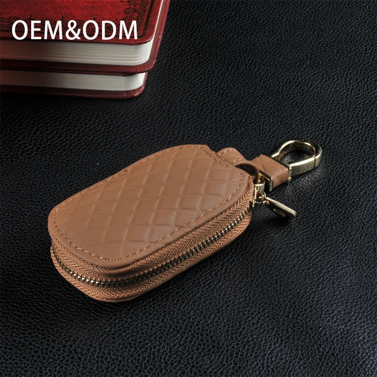 Key Bag Holder,Smart Keyrings Zipper Key Pouch Leather Car Key Wallet with Keychain/