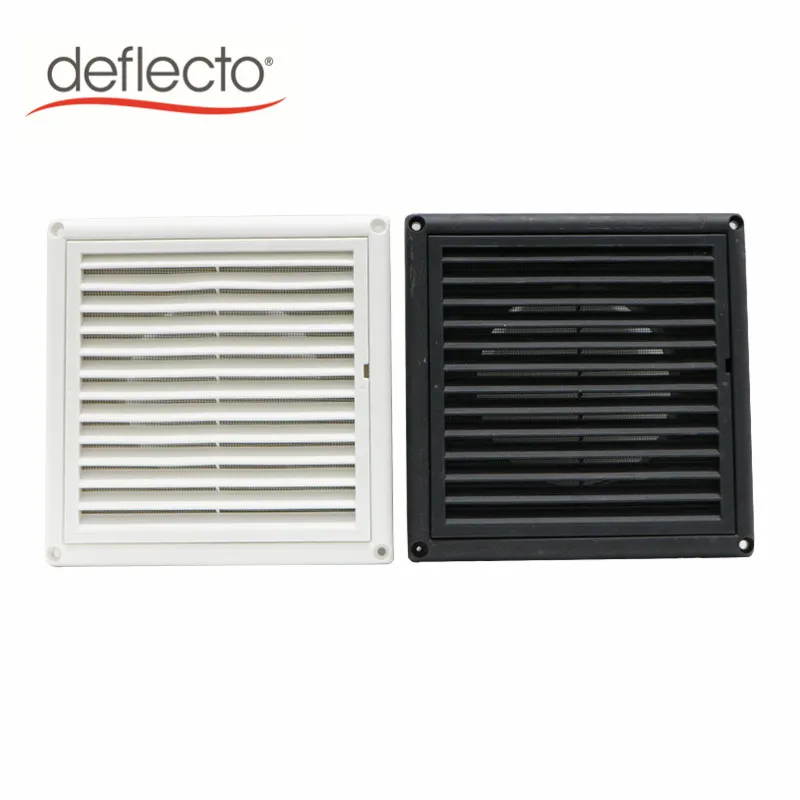 High Quality 8 Inch White Plastic Duct Shutter, Panel 250mm Louered Vent Cover Ventilation Grille Square with Flyscreen