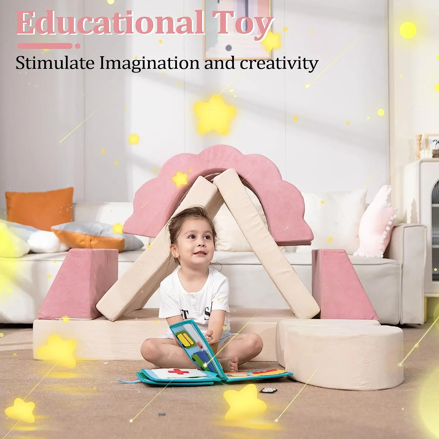 Multifunctional Detachable Kids Modular Sofa Kids 3 In 1 Sofa Bed Indoor Soft Play Chair Bed