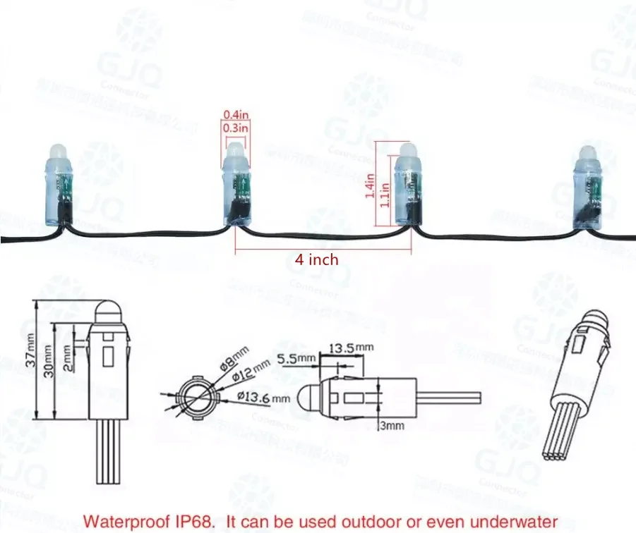 Hot Sale Factory Direct Sale WS2811 RGB IP67 pixel  LED APP control outdoor decoration