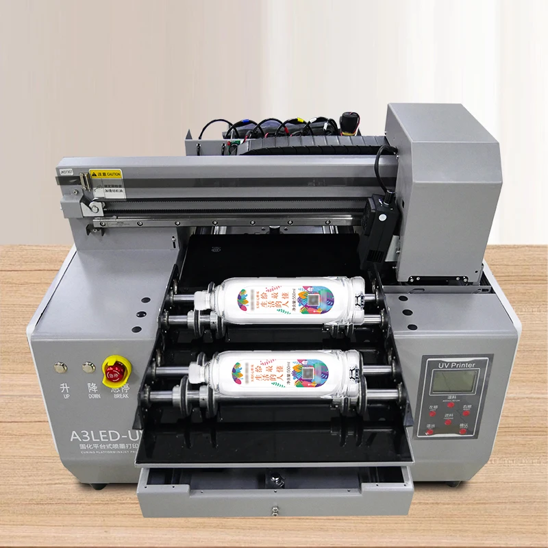 UV Printer Small A3 flat plastic mobile phone case instrument panel jigsaw label packaging box glass cup printing machine