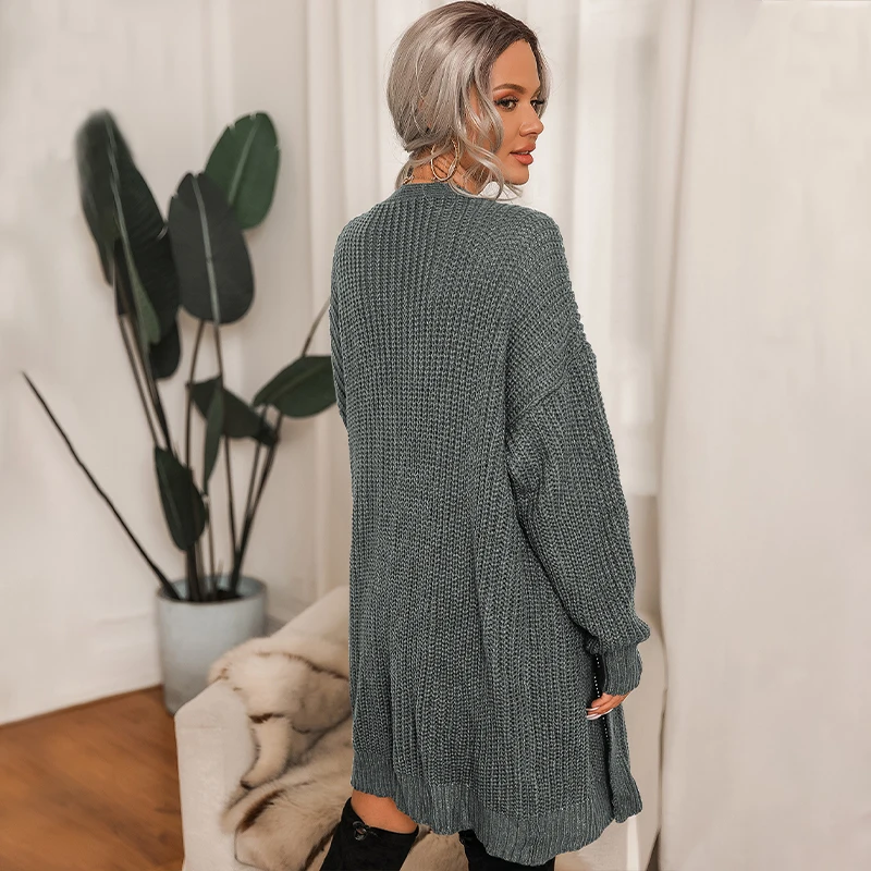 Autumn Winter Hanni New Fashion Elegant Sweaters Women Tops Blue Green Black Ladies Coat Long Sleeve Casual Sweater