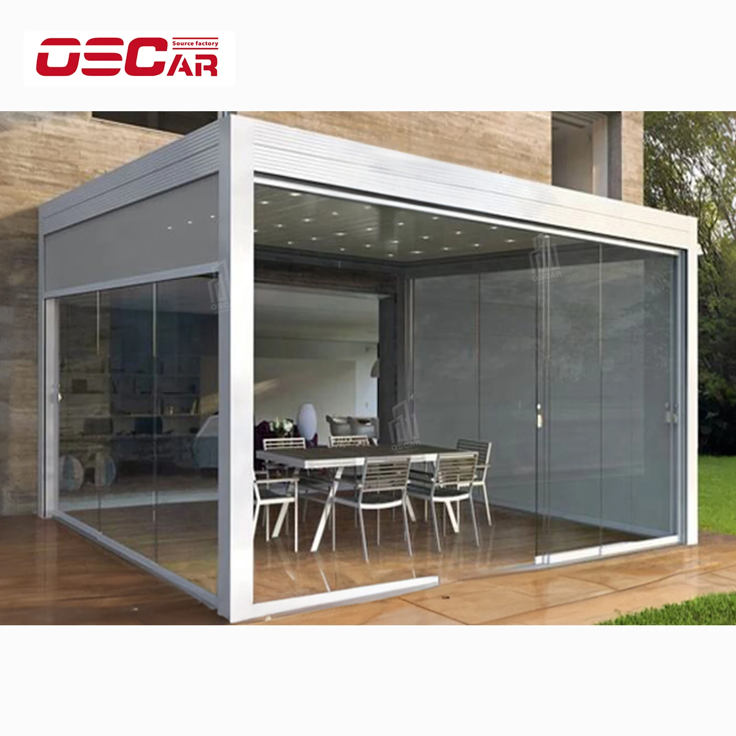 Pergola Gazebo Pergolas-De-Metal Sunrooms &Amp Glass Houses Sunroom 4 Season Manufacturers Aluminium Electric 3X4m Pavilion