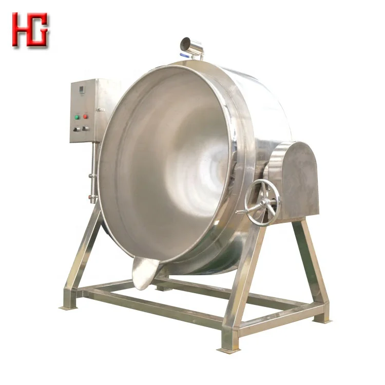 500 liters industrial tiltable jam maker jacketed kettle pork meat / beef cooking pot gas heating cooking mixer