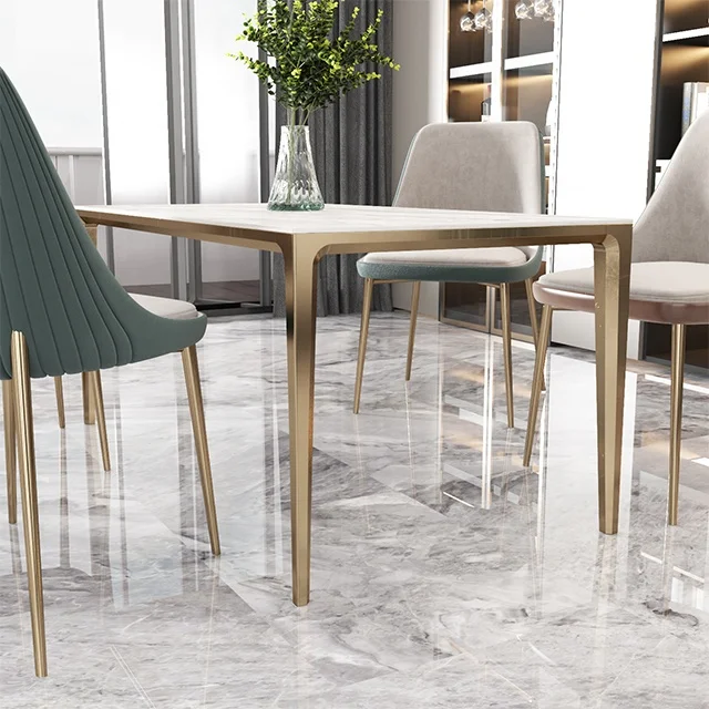 CERAWARM Natural Marble Designs Warm Table Top With Aluminum Legs Electric Heating Dinning Table