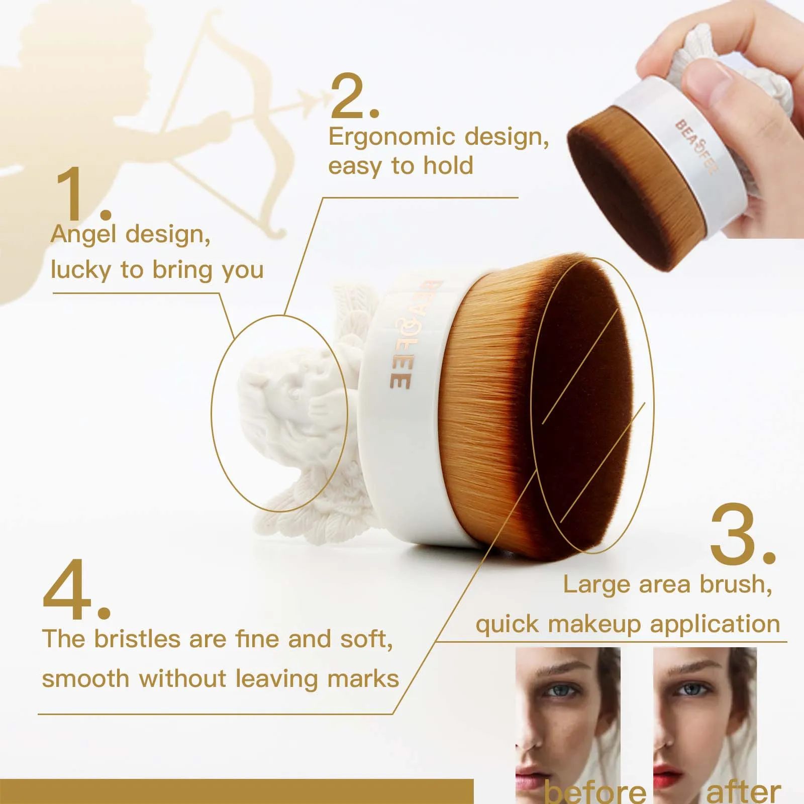 Wholesale Custom Makeup Tools Intensive Airbrush Foundation White Black Makeup Brush