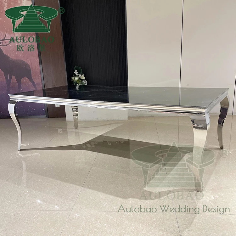 Rectangle silver stainless steel luxury wedding event table set