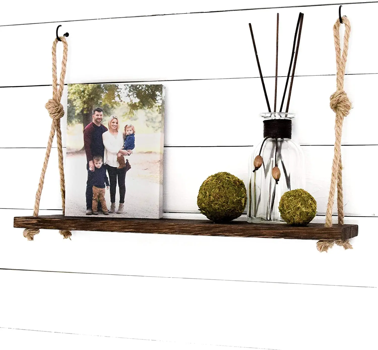 Lace Wood Hanging Farmhouse Rope Shelf Triangle Floating Wood Shelf Plant Wood Shelf