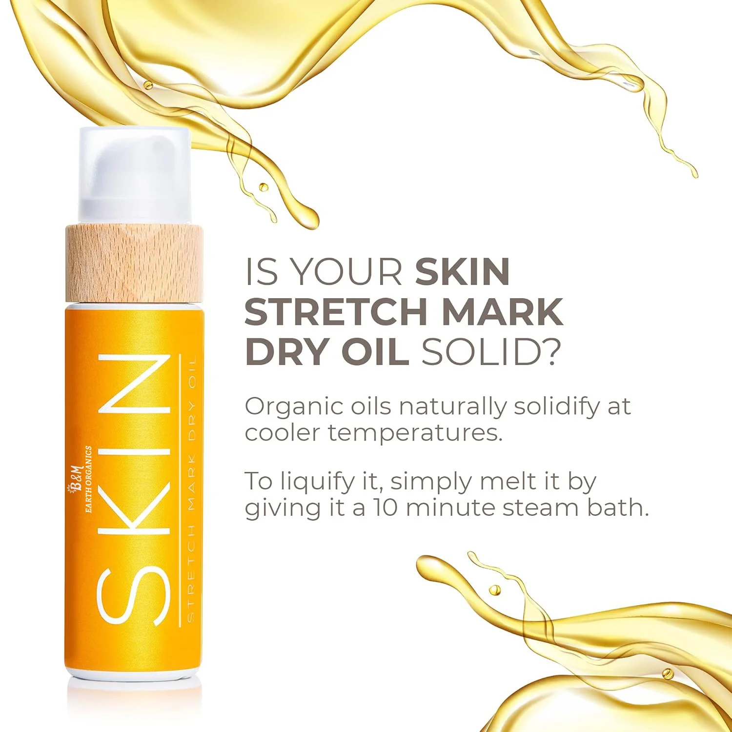 Stretch Mark Dry Oil Organic Anti Stretch Mark Oil for Pregnancy Natural Oils Vitamin E Rebuilds Skin Collagen