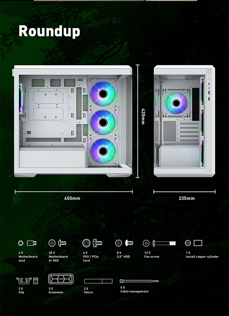 2023 latest design Oem Dual Tempered Glass Desktop Computer Case Pc Gaming Casing Gamer MAtx Case